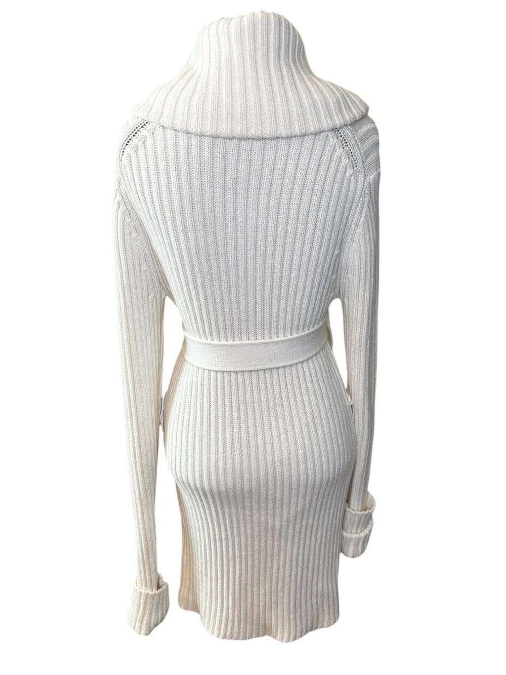 POLO Ralph Lauren Shawl Collar Cotton Cardigan Cream Size Small S Sweater Belted - Picture 6 of 7
